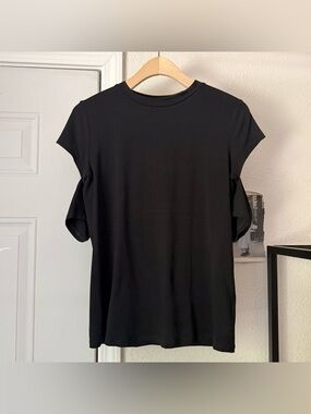 MARCELLA NYC black tencel stretchy cutout short sleeve crew neck tee t-shirt